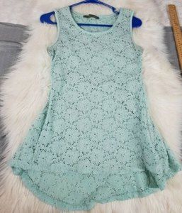 Finn & Clover sheer lace peplum  tunic mint green top size medium b1